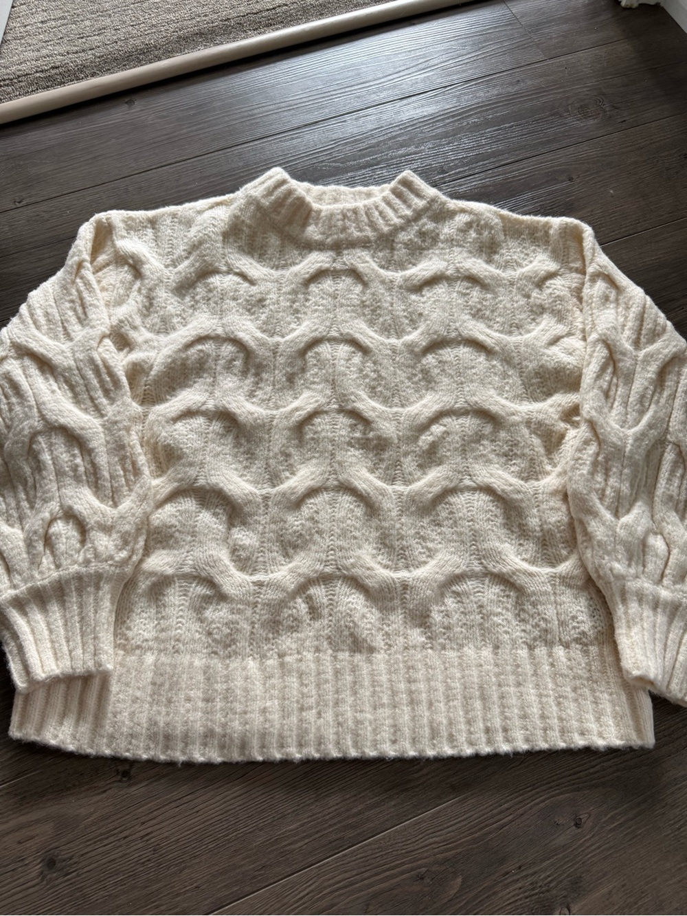 POL Textured Cream Sweater Pullover Size Large